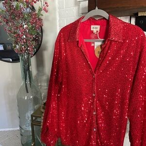 BiBi Shimmering Red Sequin Blouse